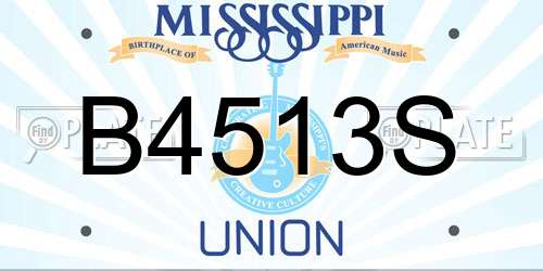 B4513S Mississippi License Plate
