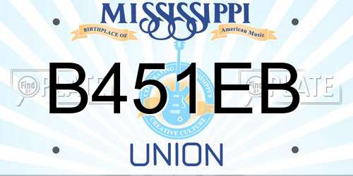B451EB Mississippi License Plate