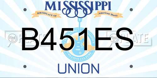 B451ES Mississippi License Plate