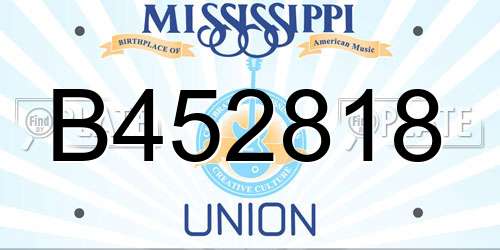 B452818 Mississippi License Plate