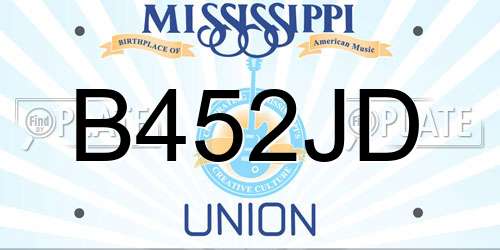 B452JD Mississippi License Plate