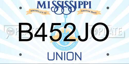 B452JO Mississippi License Plate