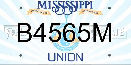 B4565M Mississippi License Plate