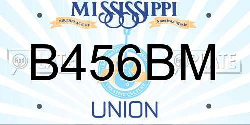 B456BM Mississippi License Plate