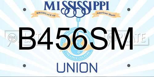 B456SM Mississippi License Plate