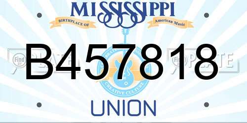 B457818 Mississippi License Plate