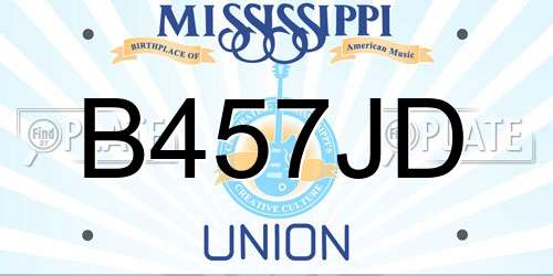 B457JD Mississippi License Plate