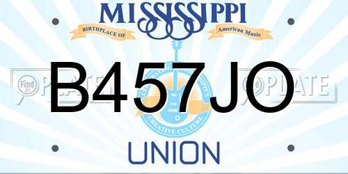 B457JO Mississippi License Plate