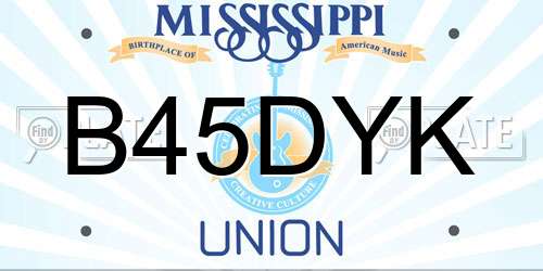 B45DYK Mississippi License Plate