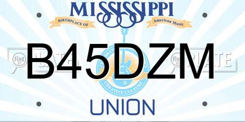 B45DZM Mississippi License Plate