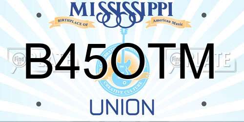 B45OTM Mississippi License Plate