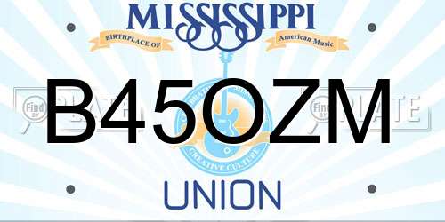 B45OZM Mississippi License Plate