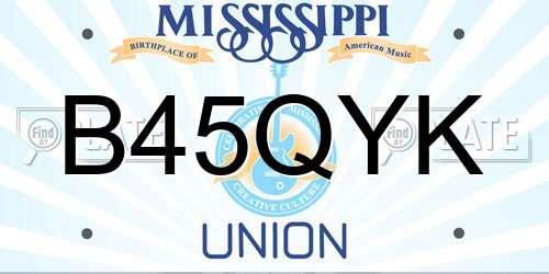 B45QYK Mississippi License Plate