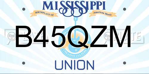 B45QZM Mississippi License Plate