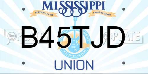 B45TJD Mississippi License Plate