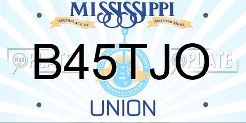 B45TJO Mississippi License Plate