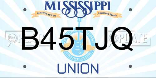 B45TJQ Mississippi License Plate