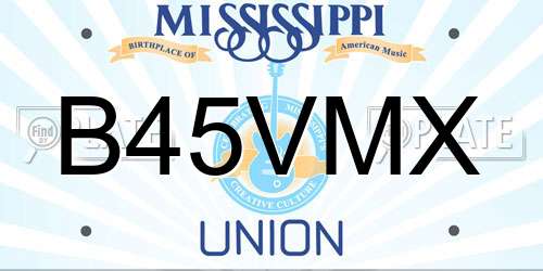 B45VMX Mississippi License Plate