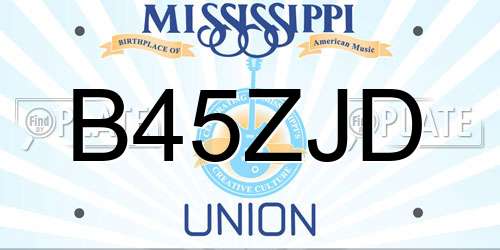 B45ZJD Mississippi License Plate