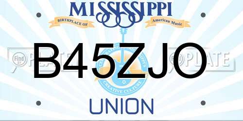 B45ZJO Mississippi License Plate