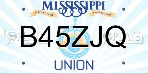 B45ZJQ Mississippi License Plate
