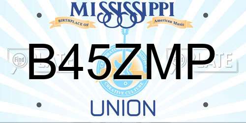 B45ZMP Mississippi License Plate