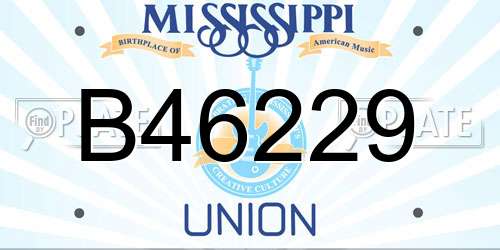 B46229 Mississippi License Plate