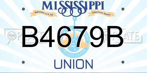 B4679B Mississippi License Plate
