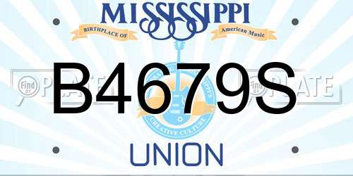 B4679S Mississippi License Plate