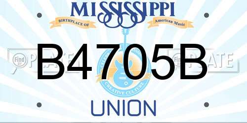 B4705B Mississippi License Plate