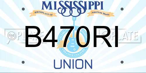 B470RI Mississippi License Plate