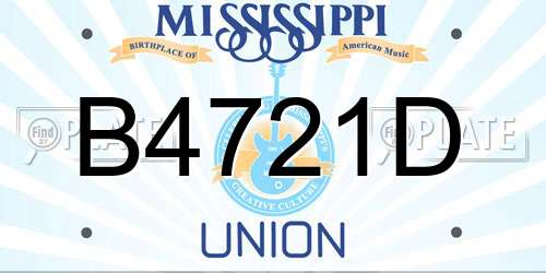 B4721D Mississippi License Plate