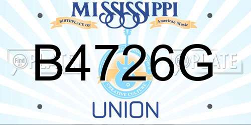 B4726G Mississippi License Plate
