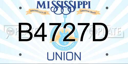 B4727D Mississippi License Plate