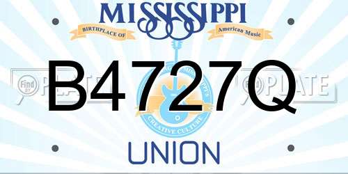 B4727Q Mississippi License Plate