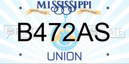 B472AS Mississippi License Plate