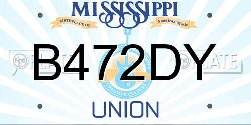 B472DY Mississippi License Plate