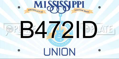 B472ID Mississippi License Plate