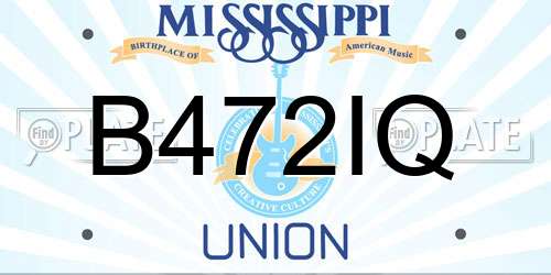 B472IQ Mississippi License Plate