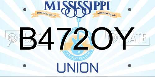 B472OY Mississippi License Plate