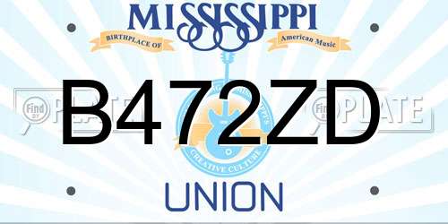 B472ZD Mississippi License Plate