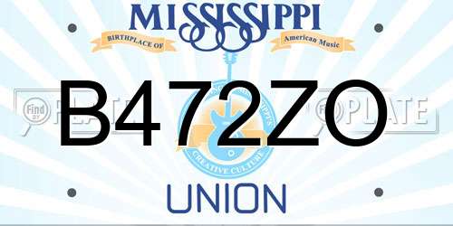 B472ZO Mississippi License Plate