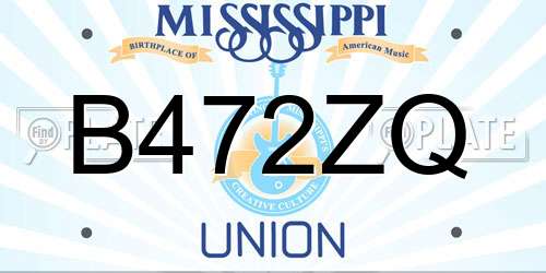 B472ZQ Mississippi License Plate