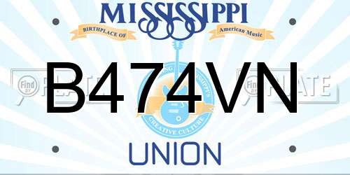 B474VN Mississippi License Plate