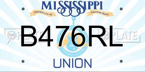 B476RL Mississippi License Plate