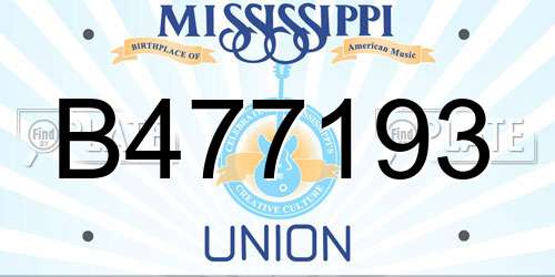 B477193 Mississippi License Plate