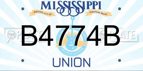 B4774B Mississippi License Plate