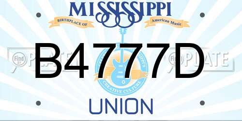 B4777D Mississippi License Plate