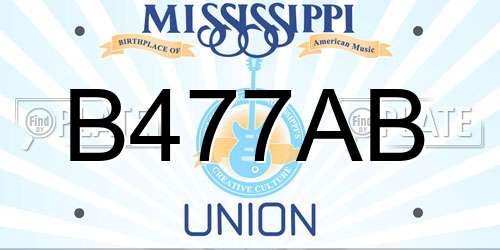 B477AB Mississippi License Plate