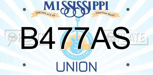 B477AS Mississippi License Plate